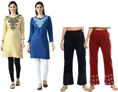 Indeweaves Women Self Design A-line Kurta(Multicolor)