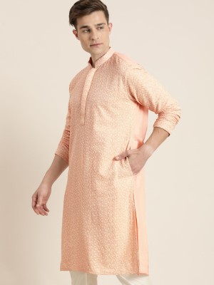 VASTRAMAY Men Embroidered, Embellished Straight Kurta(Pink)