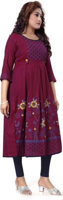 top by Fashion Women Printed Anarkali Kurta(Pink)