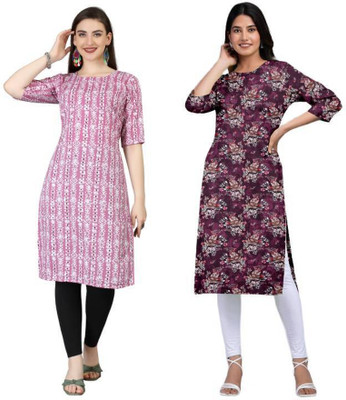 MIROSELLY CREATION Women Printed Straight Kurta(Multicolor)