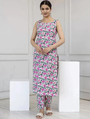 RichStore Women Floral Print, Printed Straight Kurta(Pink)