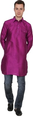 Nawab-Saheb Men Self Design Straight Kurta(Purple)