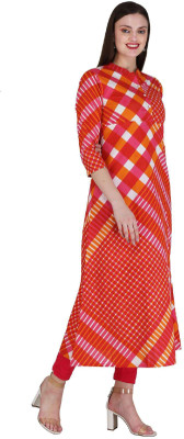 HouseOfCommon Women Printed Straight Kurta(Orange)