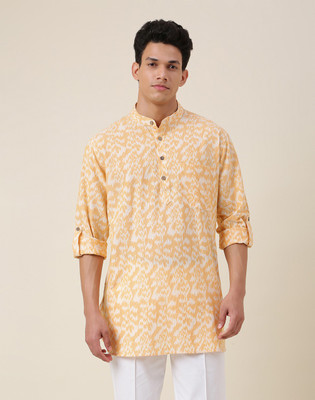 Fabindia Men Solid Straight Kurta(White)