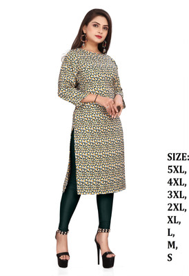 ANITA LYCRA Women Printed Straight Kurta(Beige, Black)