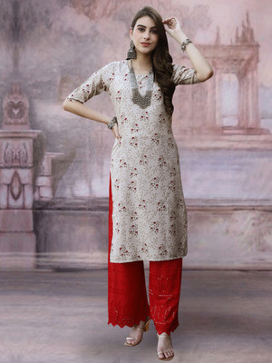 Moda Rapido Women Printed Straight Kurta(Multicolor)