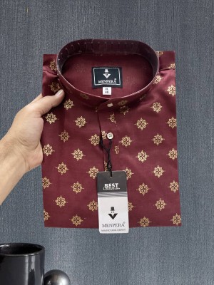 manpera Men Printed Straight Kurta(Maroon)