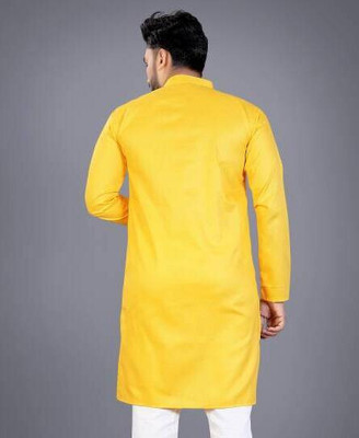 COCHICO ENTERPRISE Men Solid Straight Kurta(Yellow)