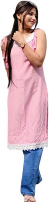 Asali Ecom Women Solid Straight Kurta(Pink)