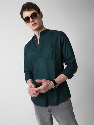 VASTRADO Men Solid A-line Kurta(Green)
