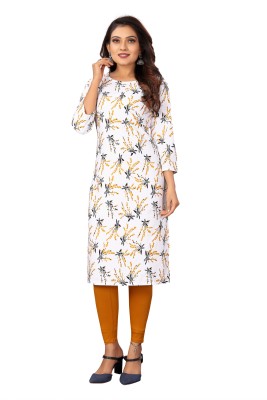 M S FUTURE SOLUTION Women Printed A-line Kurta(White)