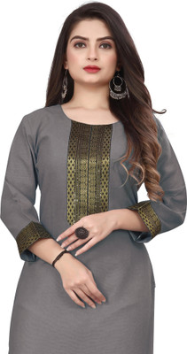 Sarvottam Fashion Women Printed Straight Kurta(Grey)