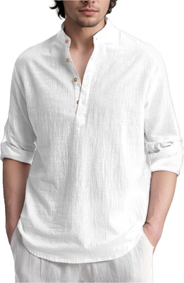 CROWNTAIL Men Embroidered Straight Kurta(White)