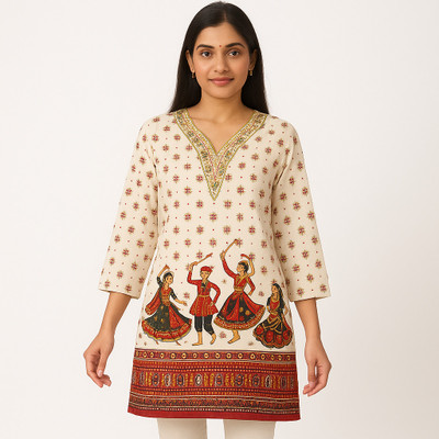 adafashion Women Printed Ethnic Dress Kurta(White, Multicolor)