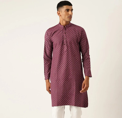 ARMAAN ETHNIC Men Printed Straight Kurta(Maroon, White)