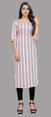 tanvi creation Women Striped Straight Kurta(Pink)