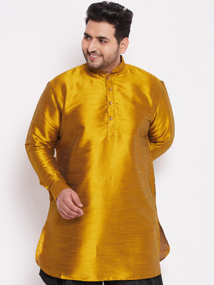 VASTRAMAY PLUS Men Solid Straight Kurta(Yellow)