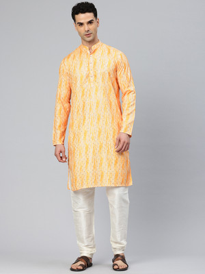 Majestic Man Men Printed A-line Kurta(Yellow)