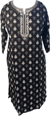 SM PRODUCTS Women Printed A-line Kurta(Black)
