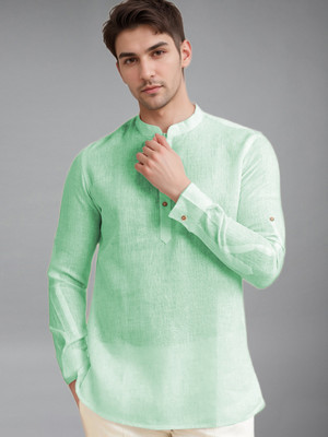 Vida Loca Men Solid A-line Kurta(Light Green)