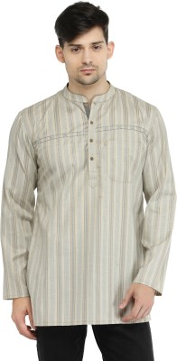 Arch Element Men Striped Straight Kurta(Beige)