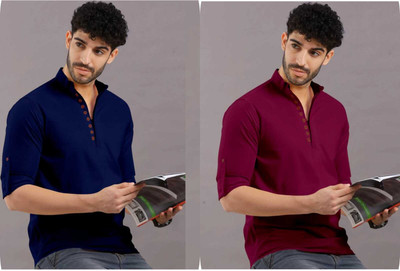 StoneHeart Men Solid Straight Kurta(Multicolor)