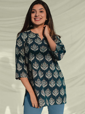 Dream Beauty Fashion Women Printed Straight Kurta(Dark Blue)