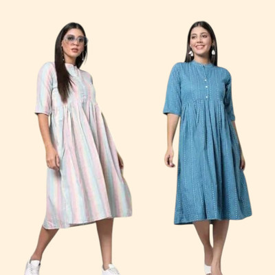 Houseofcommonk Women Printed Anarkali Kurta(Multicolor)
