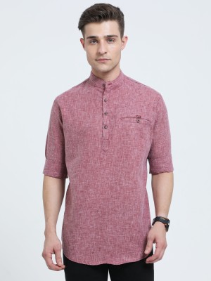 Rope Men Solid Straight Kurta(Maroon)