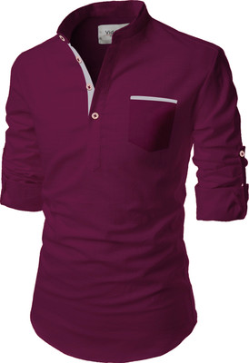 UNIFAV Men Solid Straight Kurta(Purple)