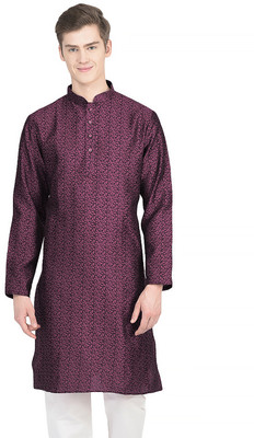 SG LEMAN Men Self Design Straight Kurta(Purple)