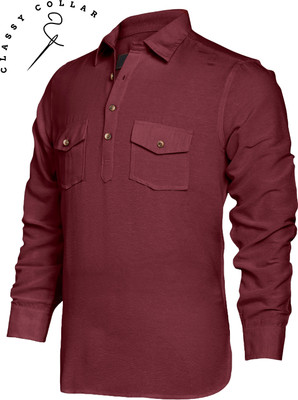 Classycollar By Liferoads Men Solid Pathani Kurta(Maroon)