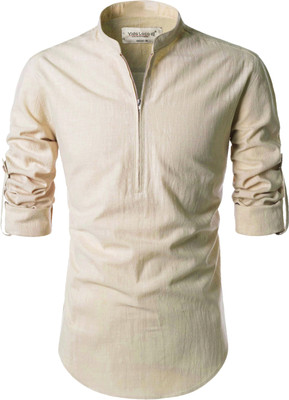 Vida Loca Men Solid Straight Kurta(Beige)