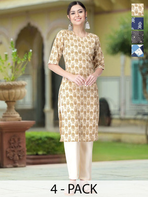 Moda Rapido Women Printed Straight Kurta(Multicolor)