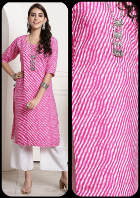V And V Shop Women Printed Straight Kurta(Pink)