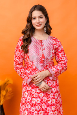 Tibra Attire Women Embroidered A-line Kurta(Pink)