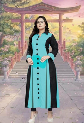 Faxmon Fashion Women Self Design Ethnic Dress Kurta(Green)