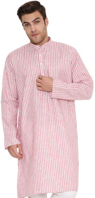 MAHARAJA Men Striped Straight Kurta(Red)