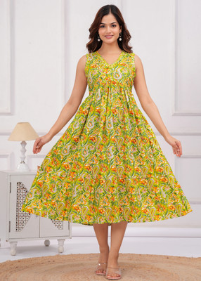 RD Fab Women Gown Orange Maxi/Full Length Dress