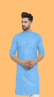 The Fashion Outlets Men Solid A-line Kurta(Blue)