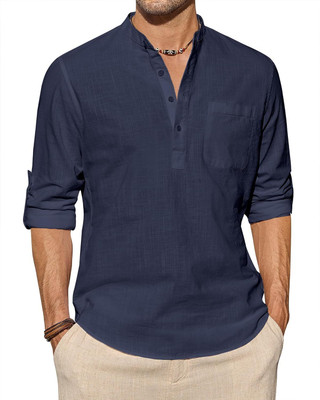 UNIFAV Men Solid Straight Kurta(Dark Blue)