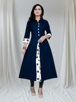 U Creationm Women Printed Anarkali Kurta(Blue)