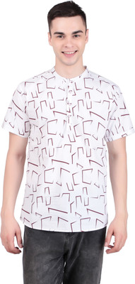 MADE IN THE SHADE Men Self Design Straight Kurta(White, Maroon)