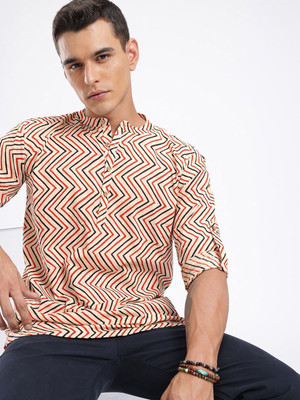 Anouk Rustic Men Printed Straight Kurta(Beige)