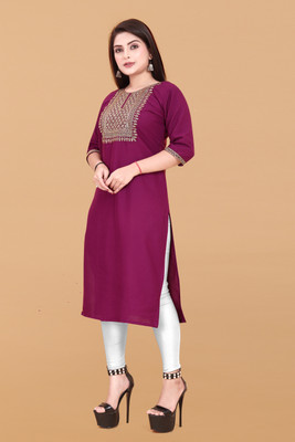 Jayshree Fab Women Embroidered A-line Kurta(Purple)