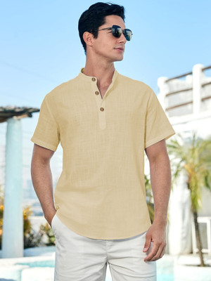 Univibe Men Self Design Straight Kurta(Beige)
