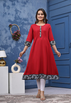 GULJAR FASHION Women Printed Anarkali Kurta(Maroon)