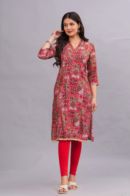 Bachuu Women Printed Straight Kurta(Multicolor)