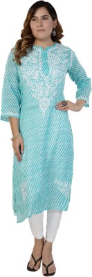 Gulmohar Chikan Art Women Chikan Embroidery Straight Kurta(Light Green)