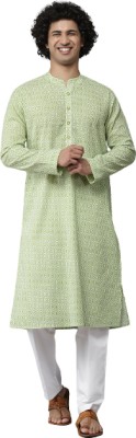 See Designs Men Printed Straight Kurta(Green)